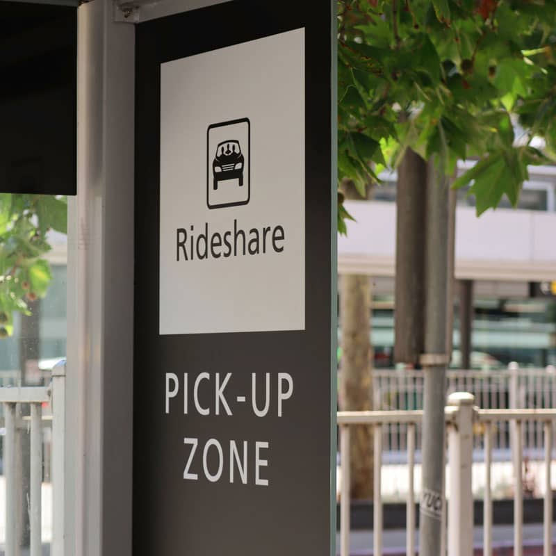 Rideshare pickup zone sign